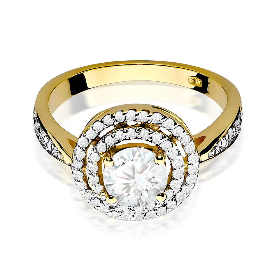 Gold Ring with 0.75ct and 0.374ct Lab-diamonds