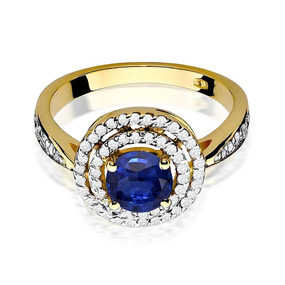Gold Ring with 1.00ct Sapphire and 0.374ct Diamonds