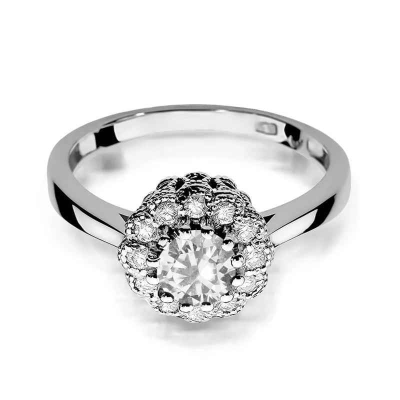 Zlatý prsteň s 0,60 ct bielym zafírom a 0,174 ct diamantmi