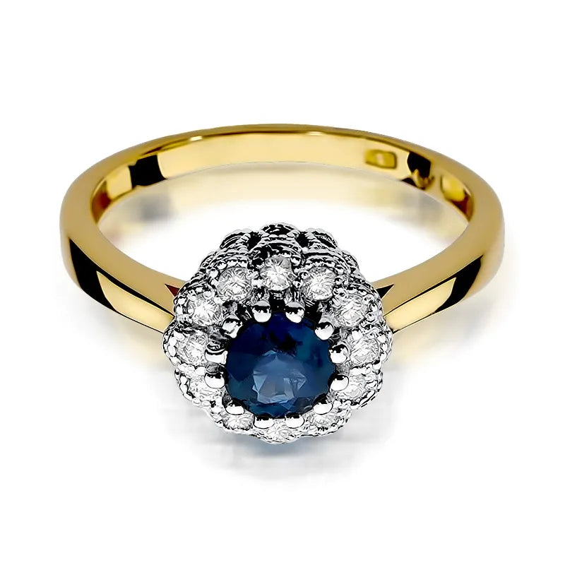 Gold Ring with 0.50ct Sapphire and 0.174ct Diamonds