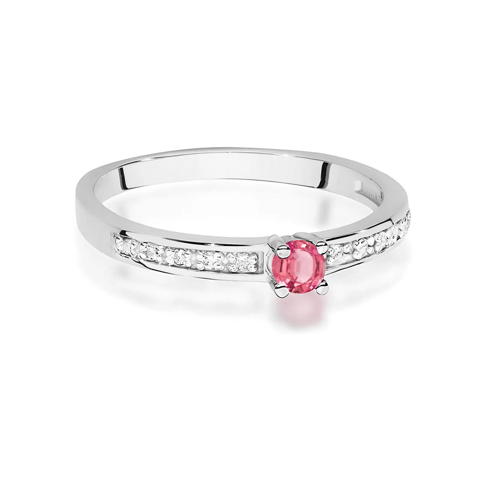 Gold Ring with 0.15ct Pink Topaz and 0.05ct Diamonds