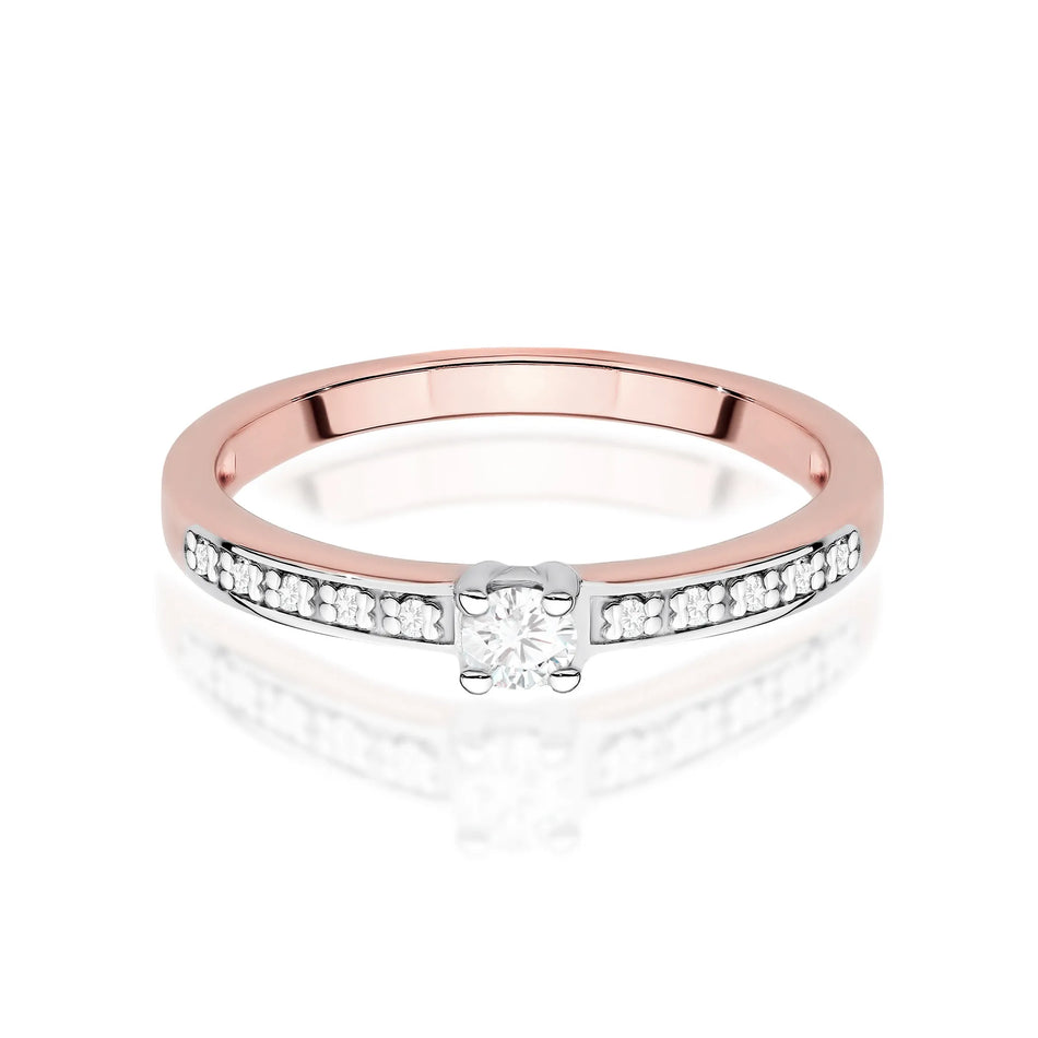 Zlatý prsteň s 0,08 ct laboratórnymi a 0,05 ct laboratórnymi diamantmi