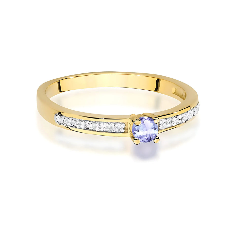 Gold Ring with 0.15ct Tansanit and 0.05ct Diamonds
