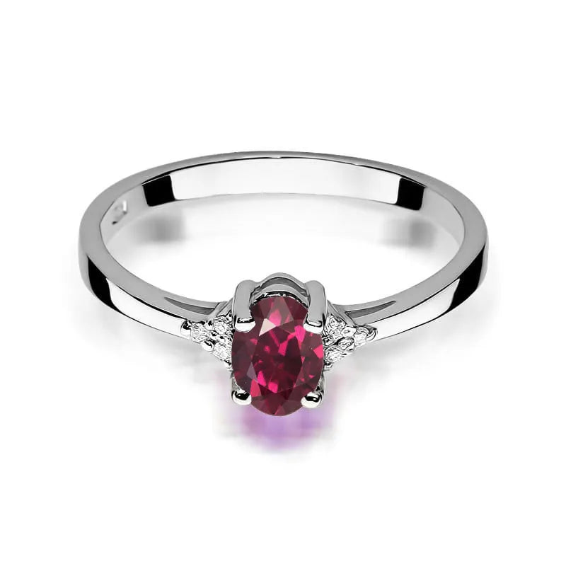 Gold Ring with 0.50ct Rhodolite and 0.052ct Diamonds