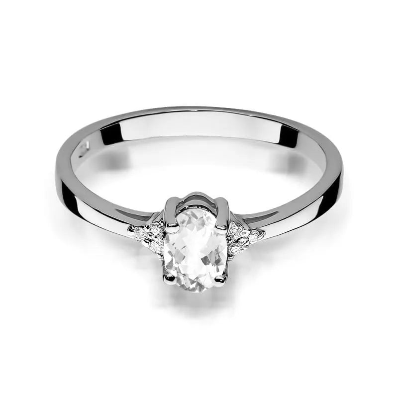 Gold Ring with 0.50ct White sapphire and 0.052ct Diamonds