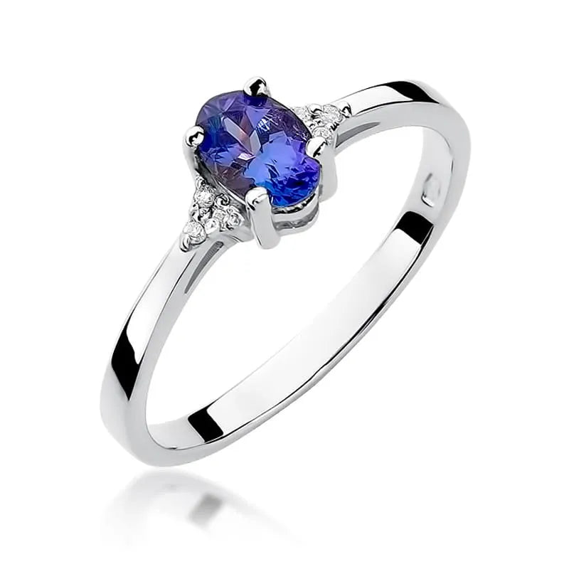 Zlatý prsteň s 0,40 ct tanzanitom a 0,052 ct diamantmi