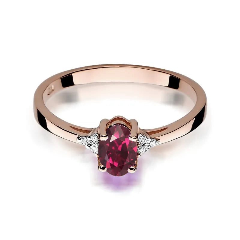 Gold Ring with 0.50ct Rhodolite and 0.052ct Diamonds