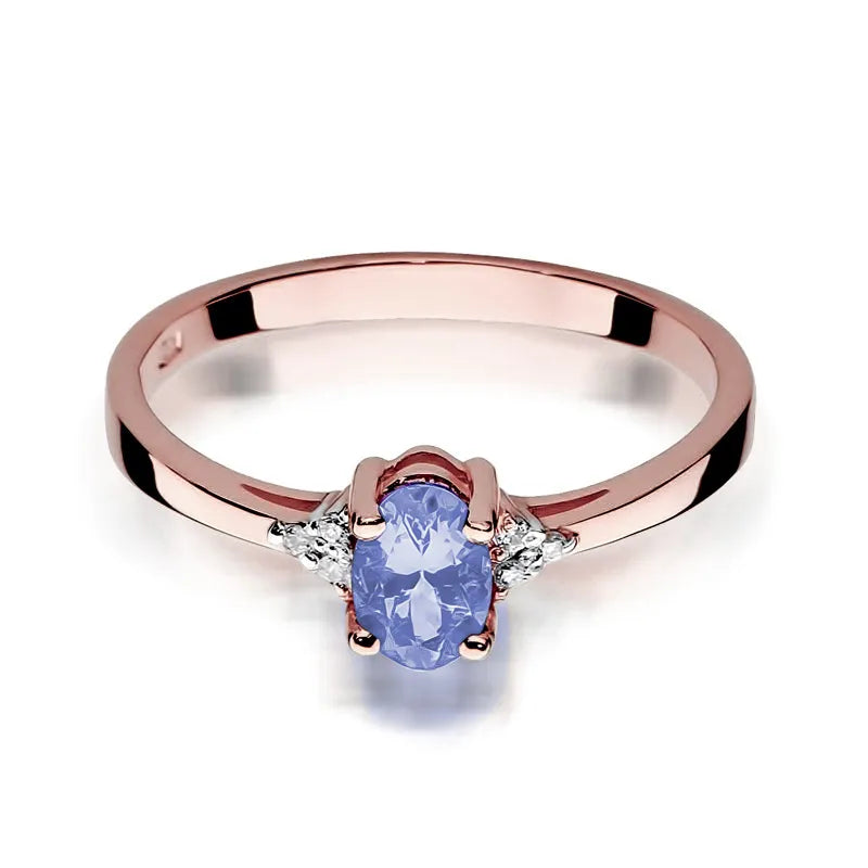 Zlatý prsteň s 0,40 ct tanzanitom a 0,052 ct diamantmi