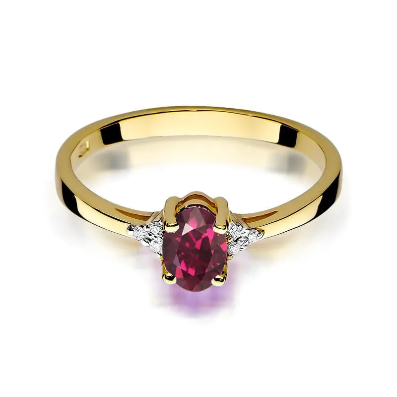 Gold Ring with 0.50ct Rhodolite and 0.052ct Diamonds