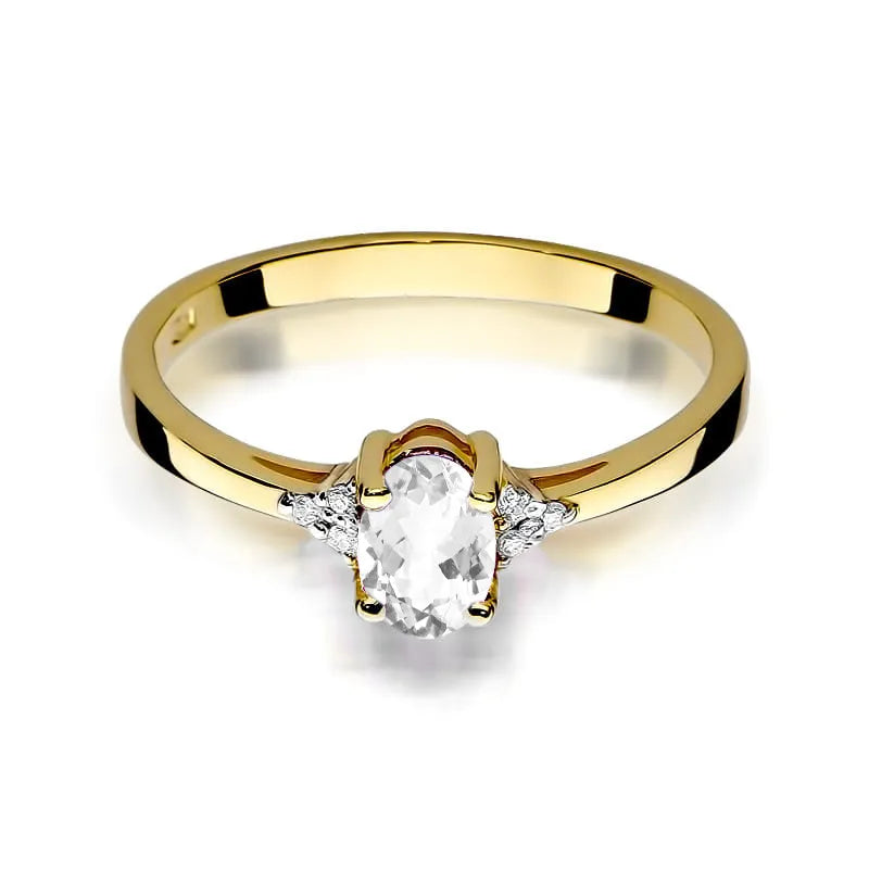 Gold Ring with 0.50ct White sapphire and 0.052ct Diamonds