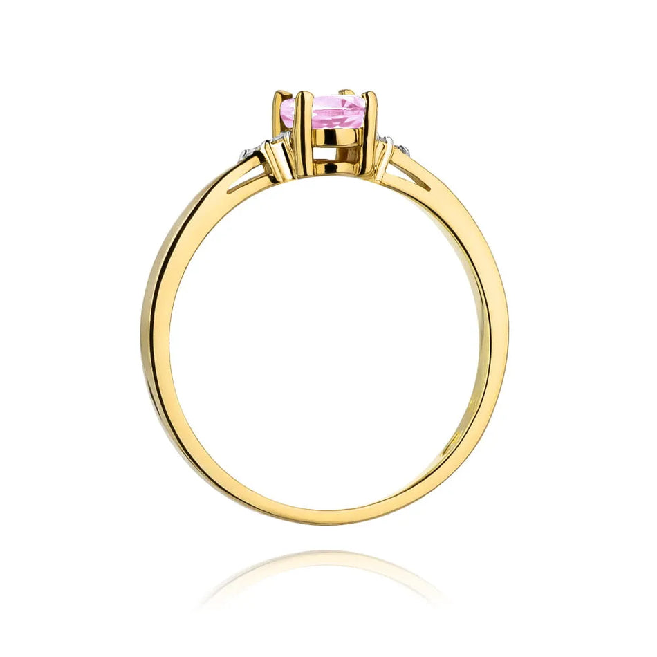 Gold Ring with 0.50ct Pink Topaz and 0.052ct Diamonds