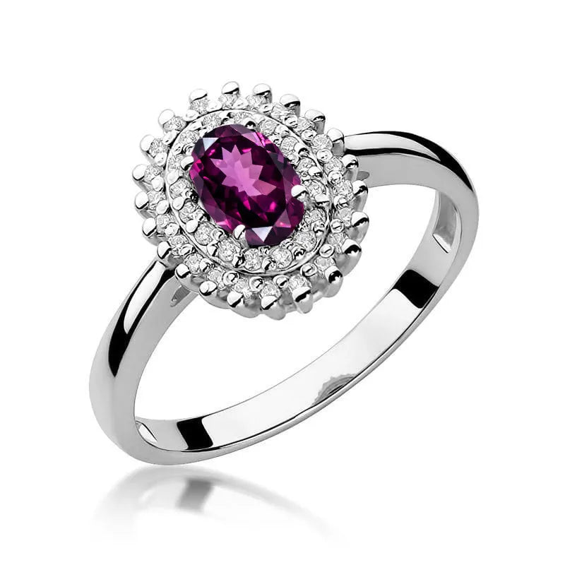 Gold Ring with 0.50ct Rhodolite and 0.195ct Diamonds