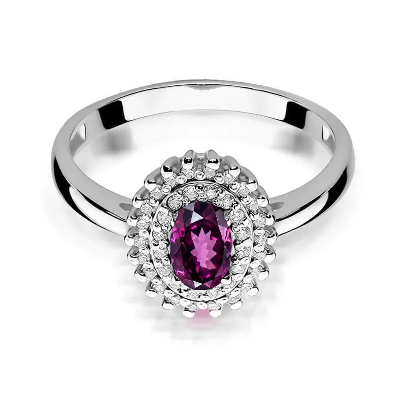 Gold Ring with 0.50ct Rhodolite and 0.195ct Diamonds