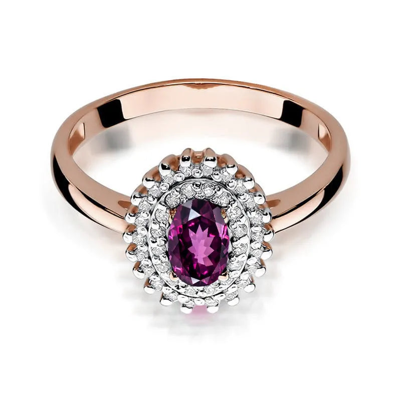 Gold Ring with 0.50ct Rhodolite and 0.195ct Diamonds