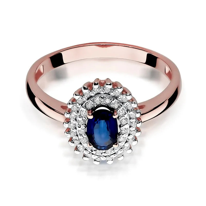 Gold Ring with 0.70ct Sapphire and 0.195ct Diamonds