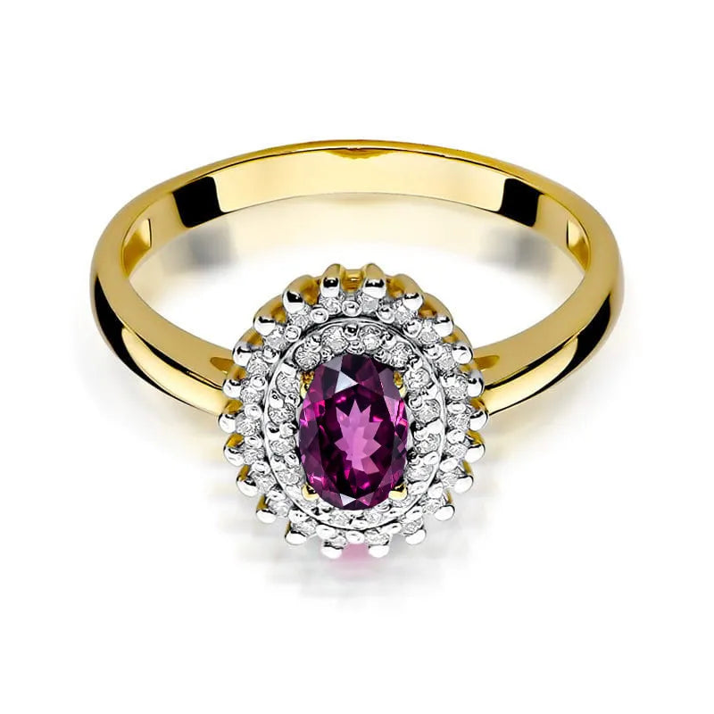Gold Ring with 0.50ct Rhodolite and 0.195ct Diamonds