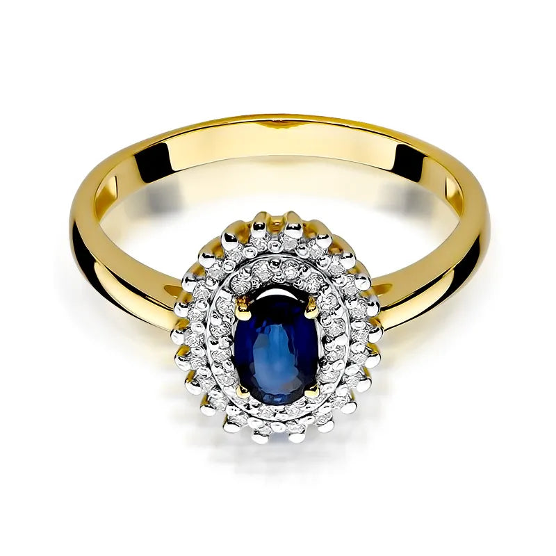 Gold Ring with 0.70ct Sapphire and 0.195ct Diamonds