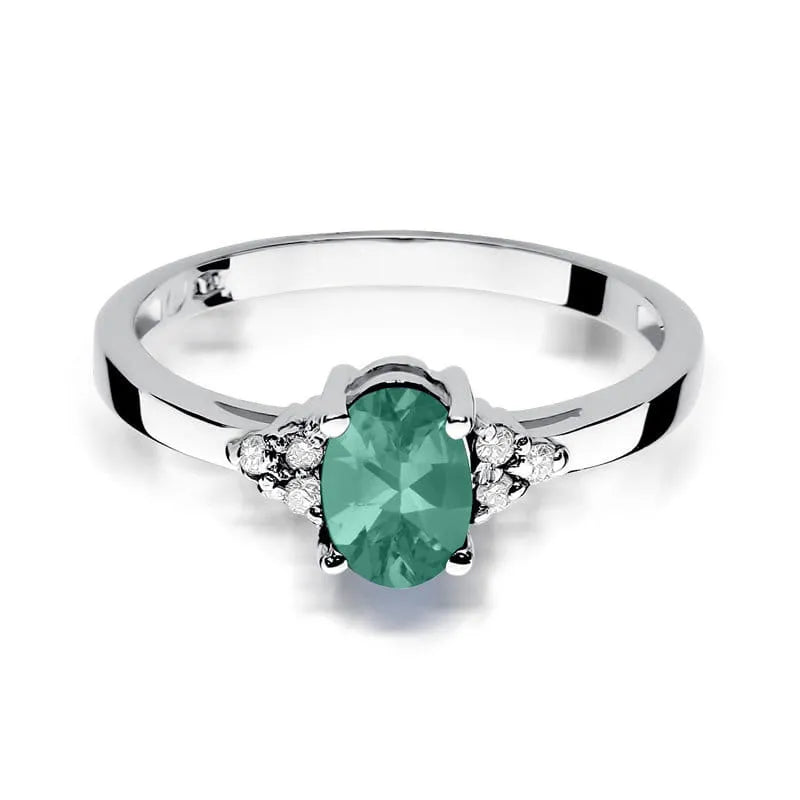 Gold Ring with 0.80ct Emerald and 0.052ct Diamonds