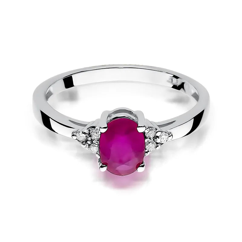 Gold Ring with 1.00ct Ruby and 0.052ct Diamonds