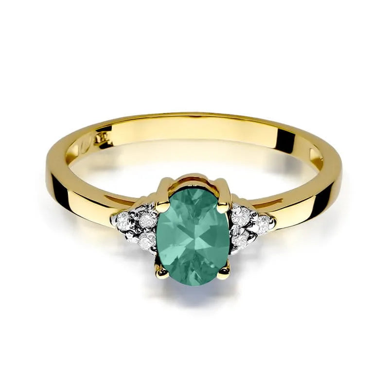 Gold Ring with 0.80ct Emerald and 0.052ct Diamonds