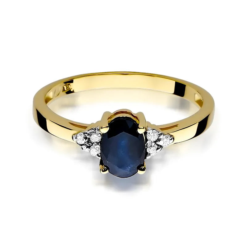 Gold Ring with 0.90ct Sapphire and 0.052ct Diamonds