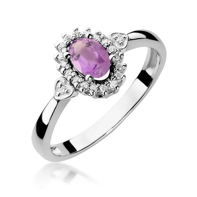 Gold Ring with 0.40ct Amethyst and 0.10ct Diamonds