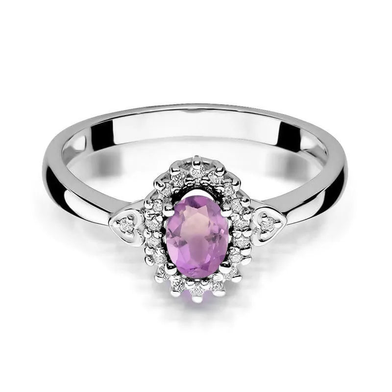 Gold Ring with 0.40ct Amethyst and 0.10ct Diamonds