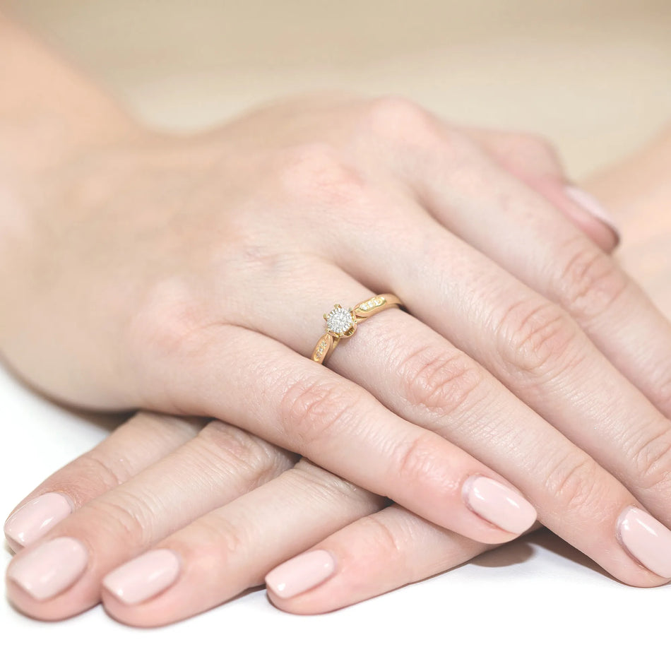 Gold Ring with 0.08ct and 0.052ct Diamonds