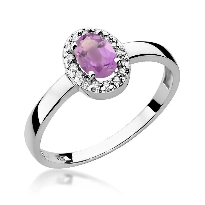 Gold Ring with 0.40ct Amethyst and 0.08ct Diamonds