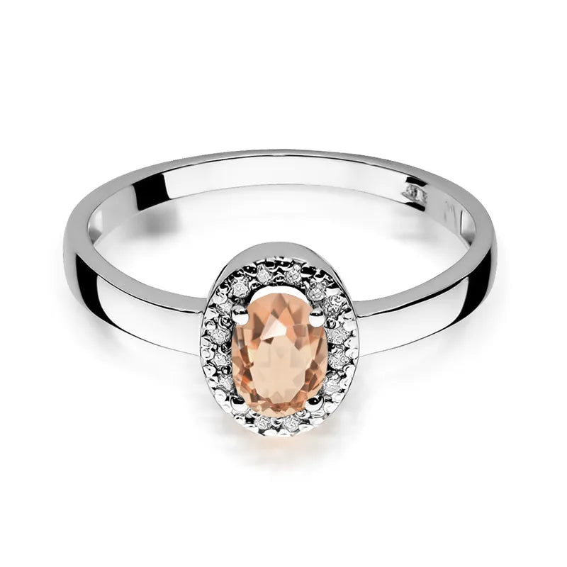 Gold Ring with 0.40ct Morganite and 0.08ct Diamonds