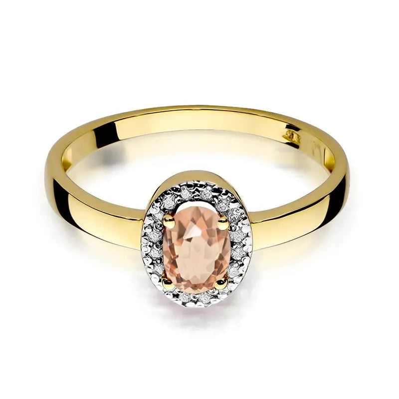 Gold Ring with 0.40ct Morganite and 0.08ct Diamonds
