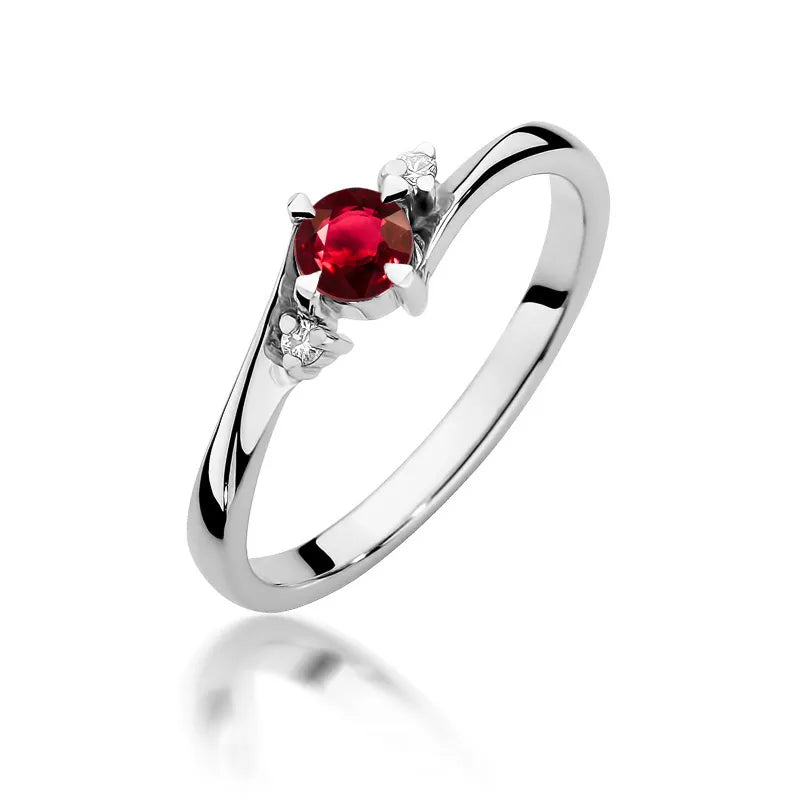 Gold Ring with 0.30ct Ruby and 0.029ct Diamonds