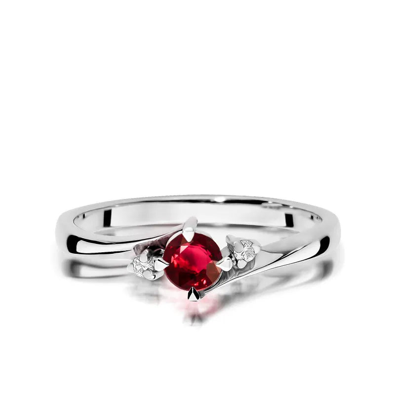 Gold Ring with 0.30ct Ruby and 0.029ct Diamonds