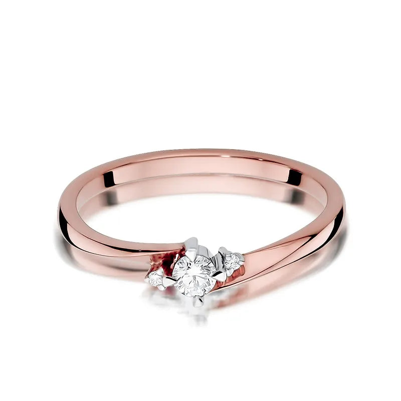 Zlatý prsteň s diamantmi 0,10 ct a 0,017 ct