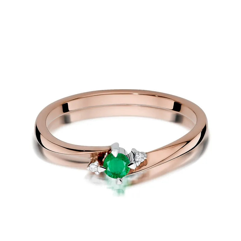 Gold Ring with 0.15ct Emerald and 0.017ct Diamonds