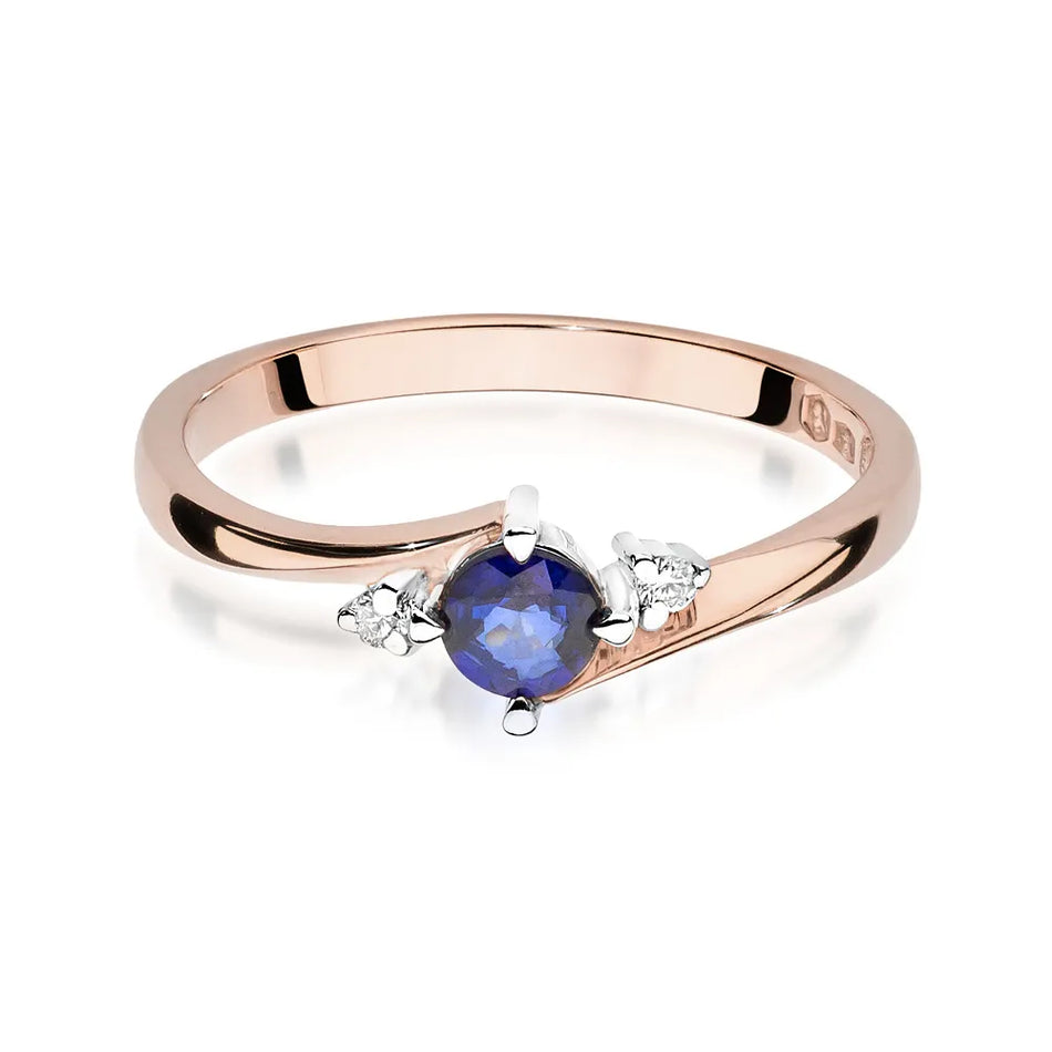 Gold Ring with 0.30ct Sapphire and 0.029ct Diamonds