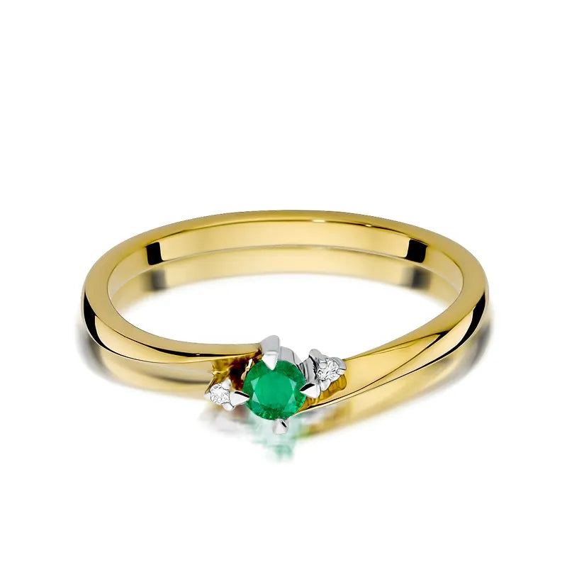 Gold Ring with 0.15ct Emerald and 0.017ct Diamonds