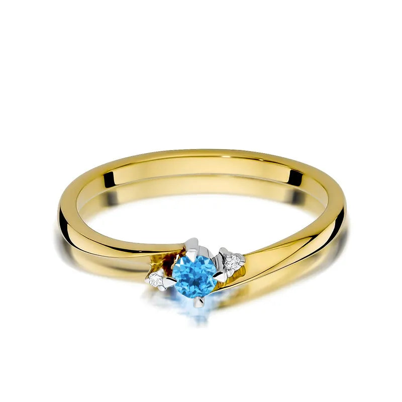 Gold Ring with 0.15ct Topaz and 0.017ct Diamonds