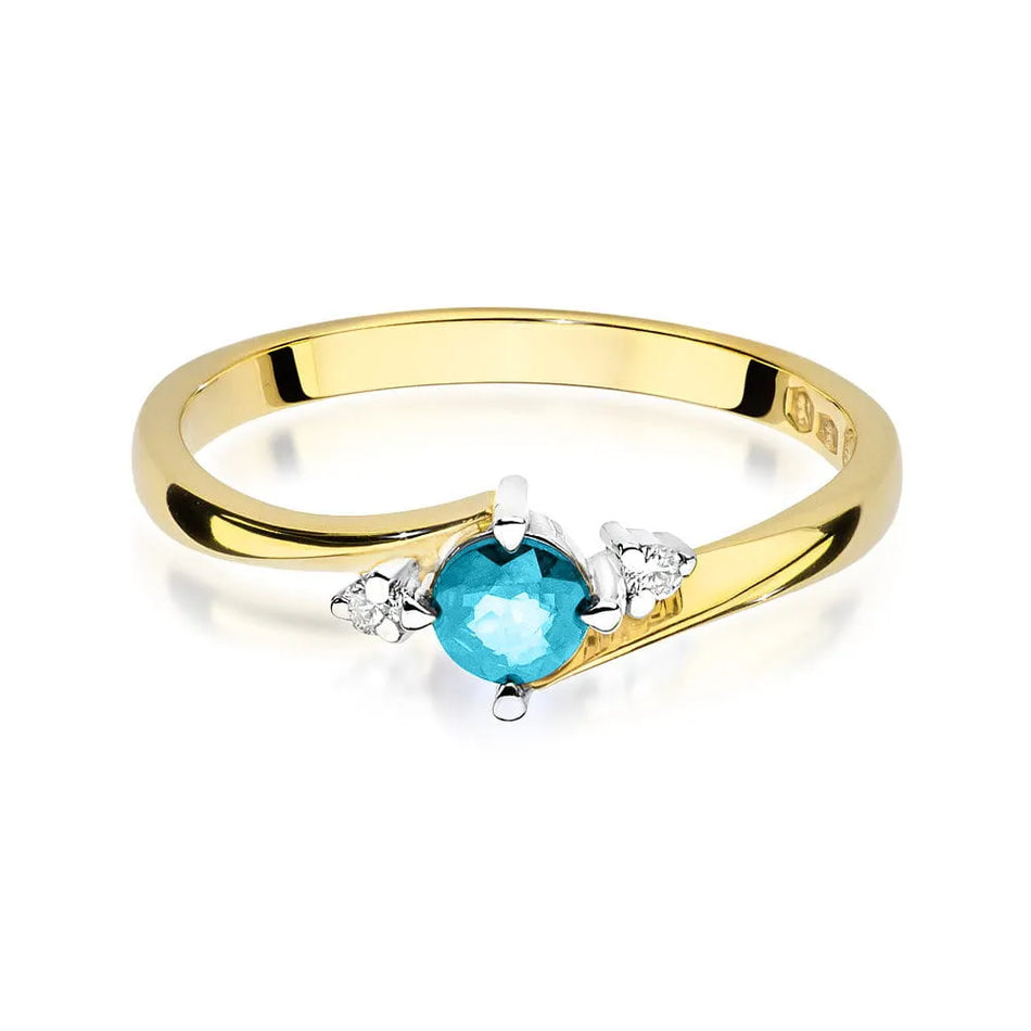 Gold Ring with Topaz and Diamonds