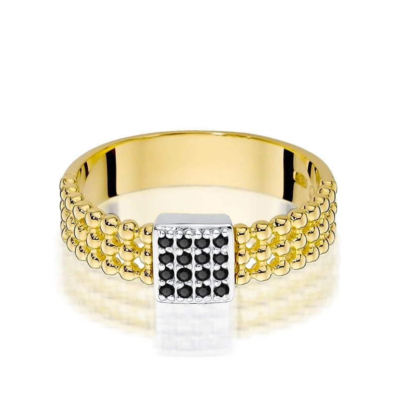 Gold Ring with 0.08ct Black Diamonds