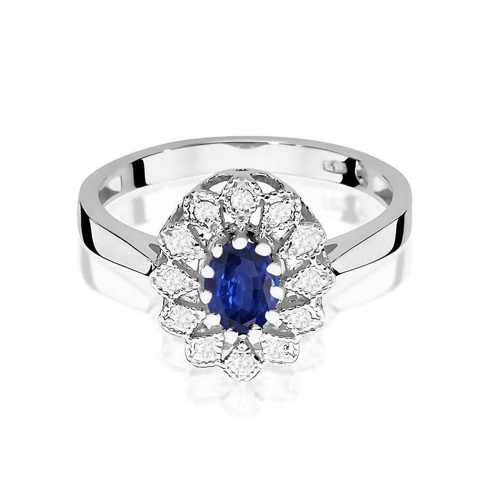 Gold Ring with 0.70ct Sapphire and 0.103ct Diamonds