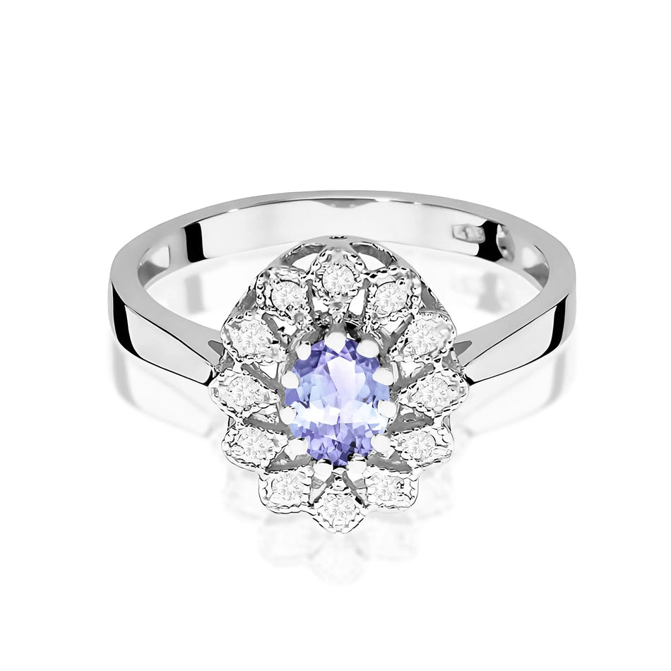 Zlatý prsteň s 0,40 ct tanzanitom a 0,103 ct diamantmi