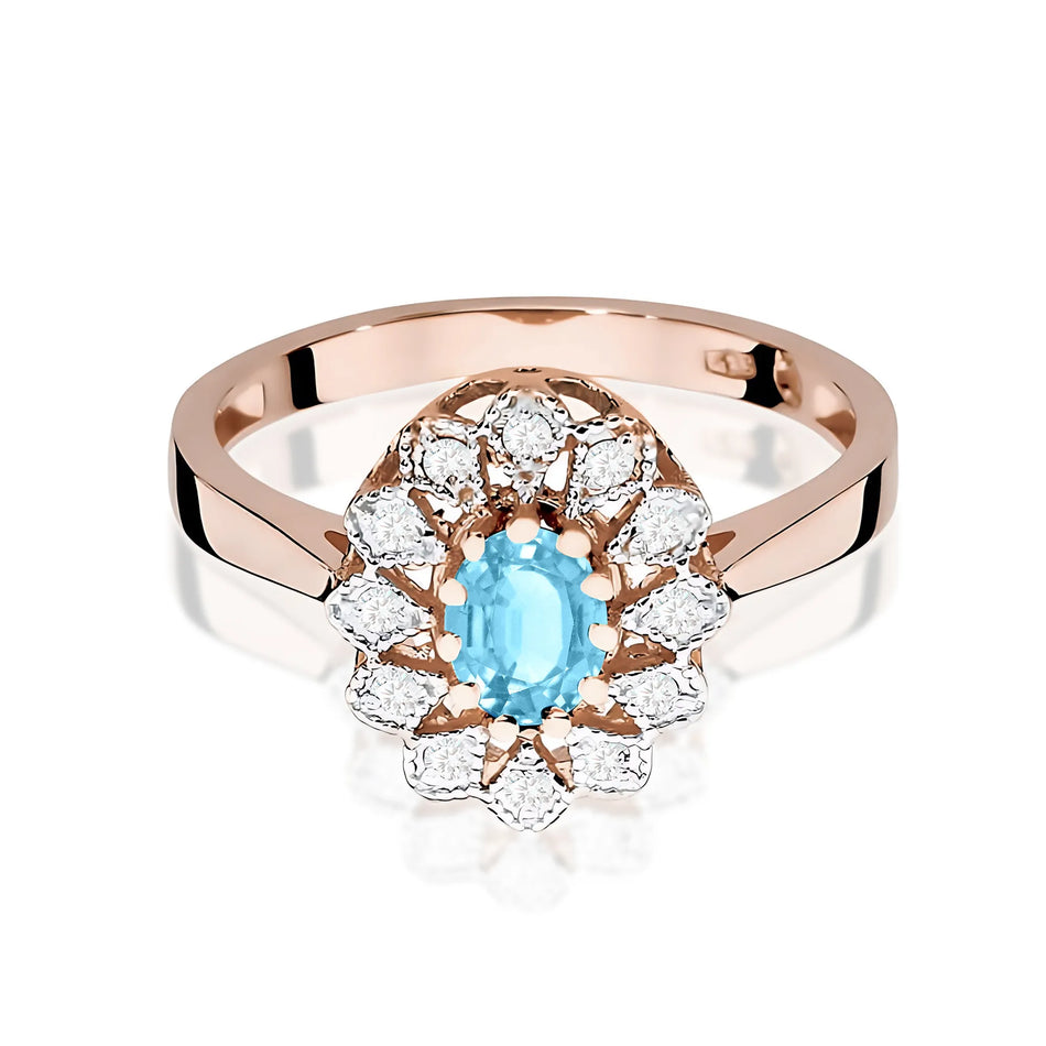 Gold Ring with 0.50ct Topaz and 0.103ct Diamonds