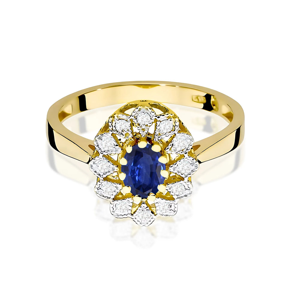 Gold Ring with 0.70ct Sapphire and 0.103ct Diamonds