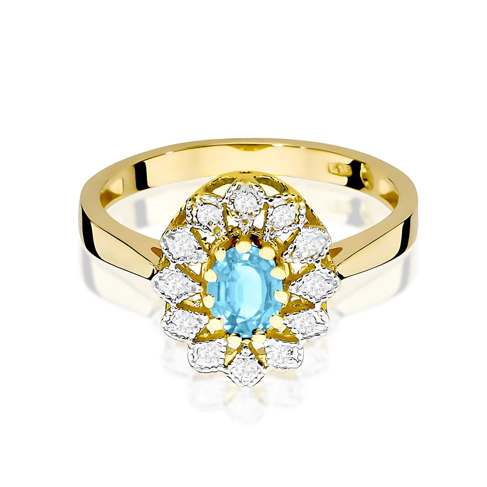 Gold Ring with 0.50ct Topaz and 0.103ct Diamonds