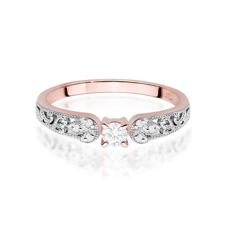 Zlatý prsteň s 0,10 ct a 0,03 ct laboratórnymi diamantmi