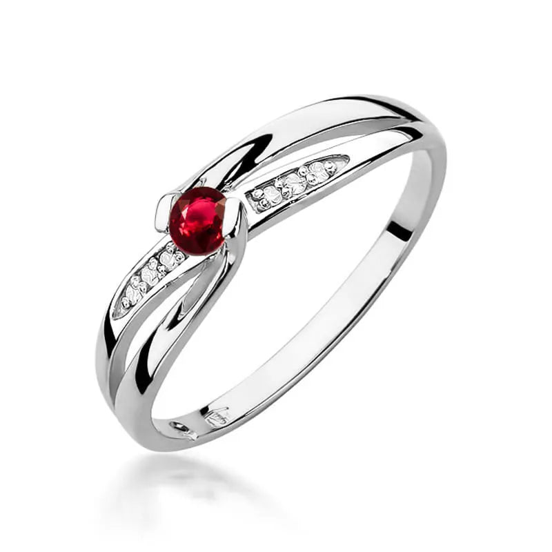 Gold Ring with 0.15ct Ruby and 0.03ct Diamonds