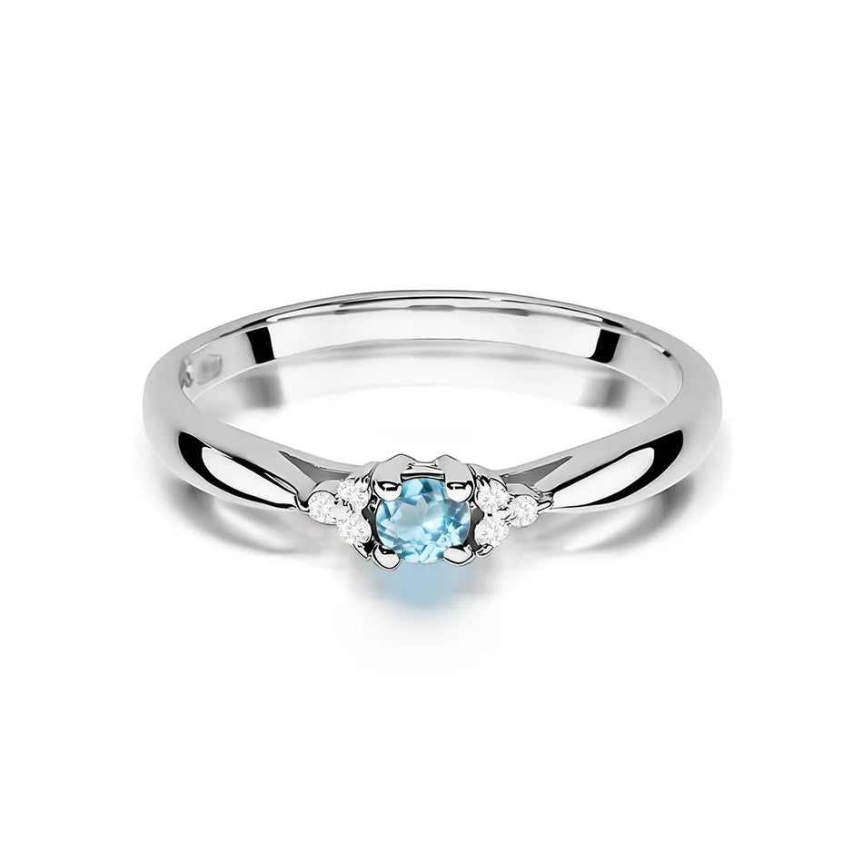 Gold Ring with 0.15ct Topaz and 0.03ct Diamonds