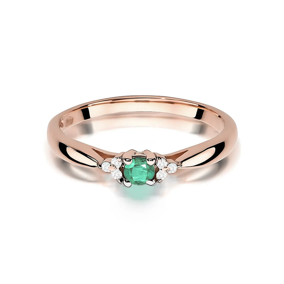 Gold Ring with 0.15ct Emerald and 0.03ct Diamonds