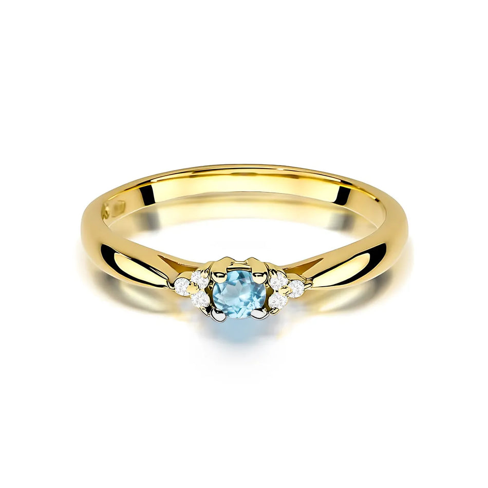 Gold Ring with 0.15ct Topaz and 0.03ct Diamonds